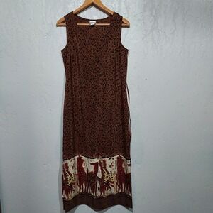 Brown Animal Print Midi Dress Carolina Colours Size 10‎ Giraffe Print Sleeveless